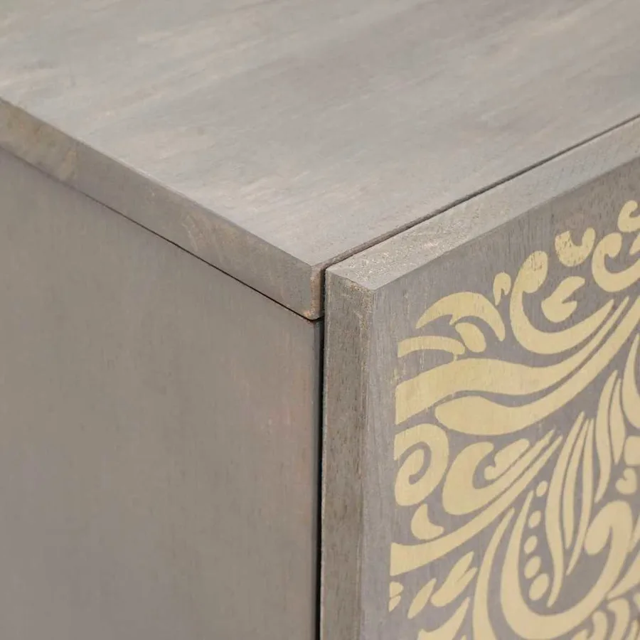 Buffet Gris et or 60 x 33 x 75 cm Bois de mangue massif - 6