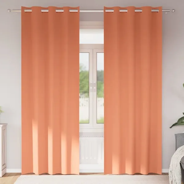 Rideaux occultants avec anneaux 2 pcs Couleur terre cuite