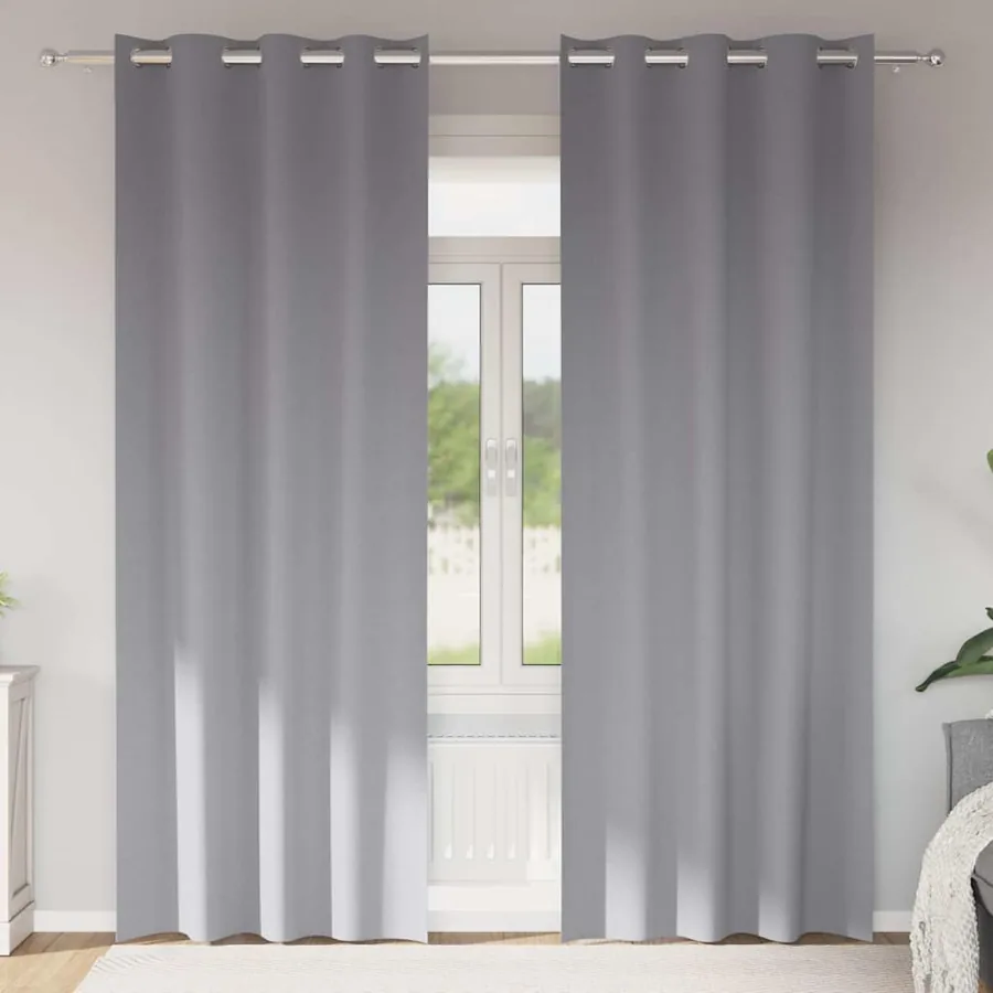 Rideaux occultants avec anneaux 2 pcs Gris clair 245 x 140 cm