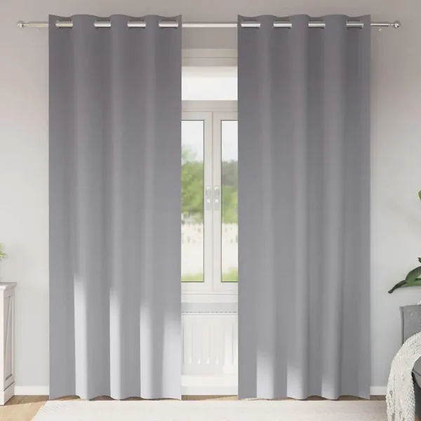 Rideaux occultants avec anneaux 2 pcs Gris clair 245 x 140 cm