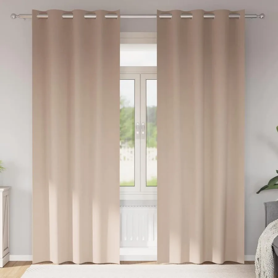Rideaux occultants avec anneaux 2 pcs Taupe 245 x 140 cm