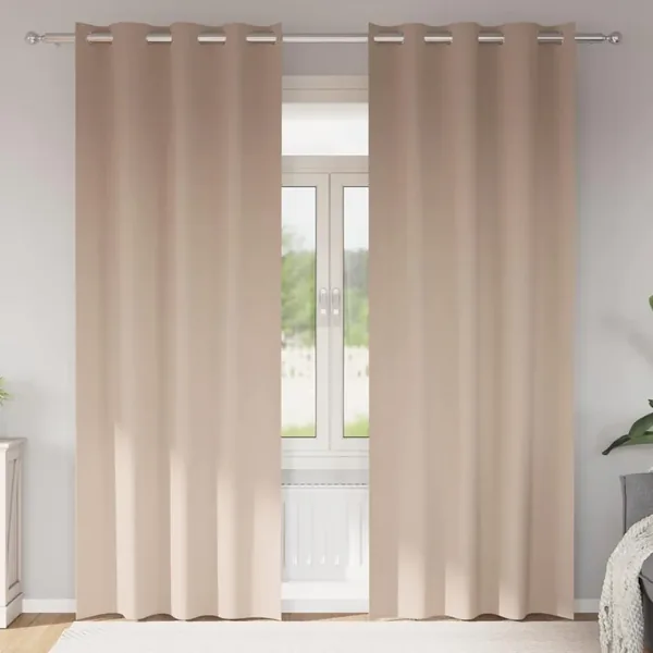 Rideaux occultants avec anneaux 2 pcs Taupe 245 x 140 cm