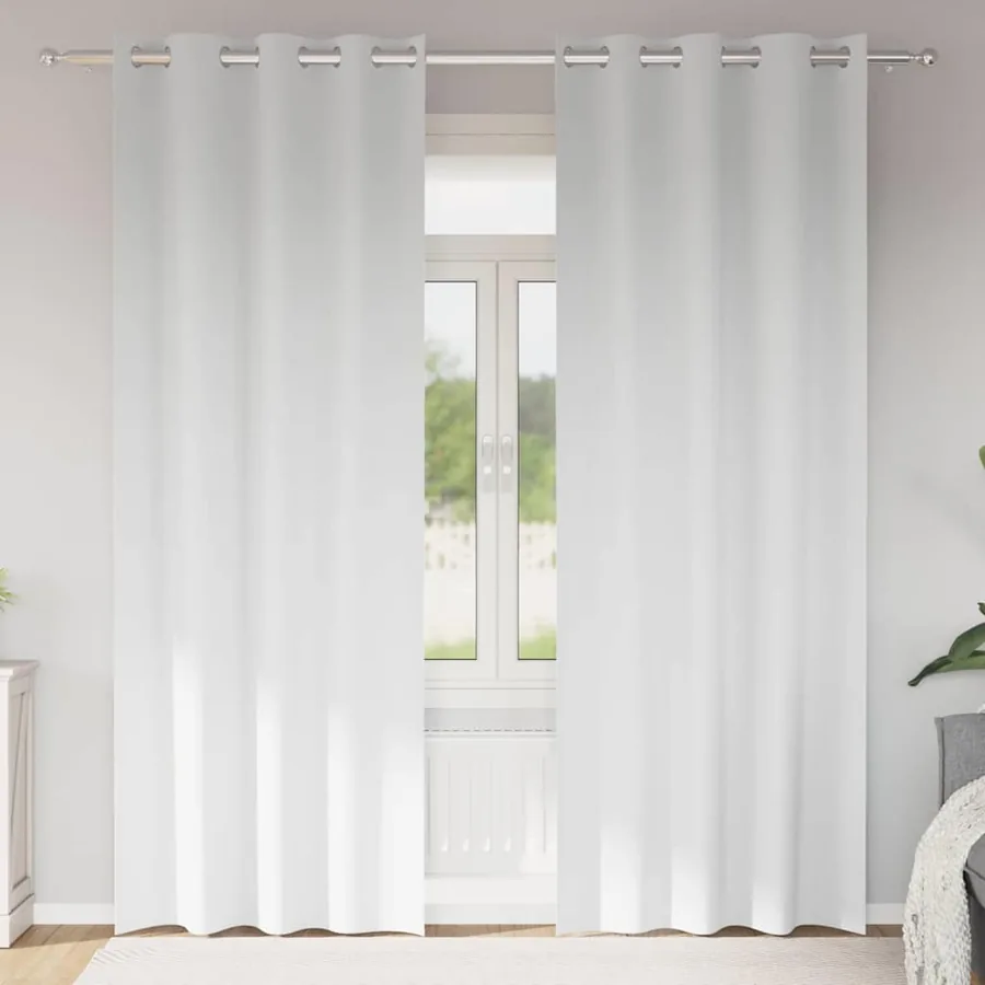 Rideaux occultants avec anneaux 2 pcs Blanc pur 245 x 140 cm