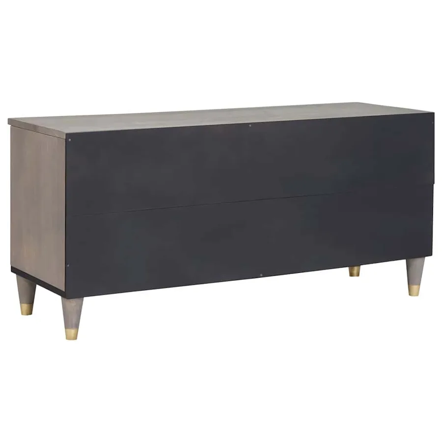 Meuble TV Gris 100 x 33 x 46 cm Bois de mangue massif - 5