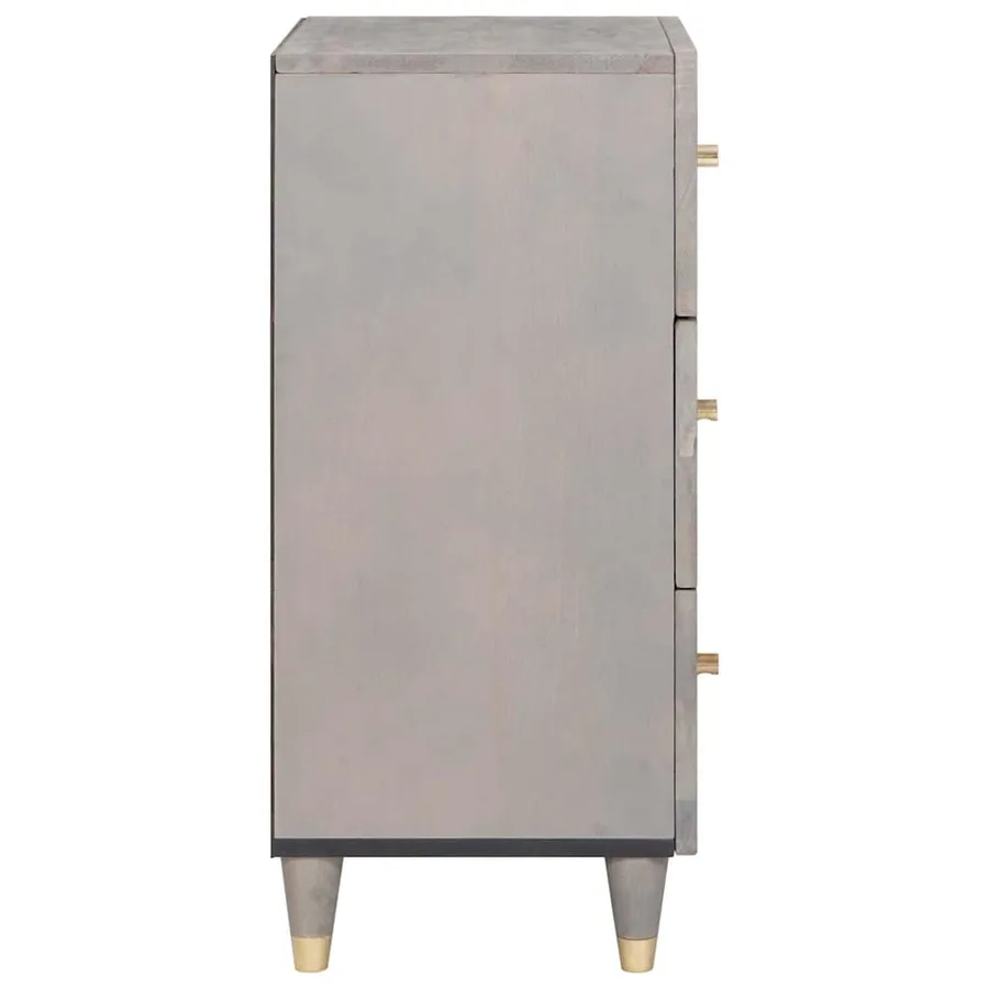 Buffet Gris et or 40 x 33 x 75 cm Bois de mangue massif - 4