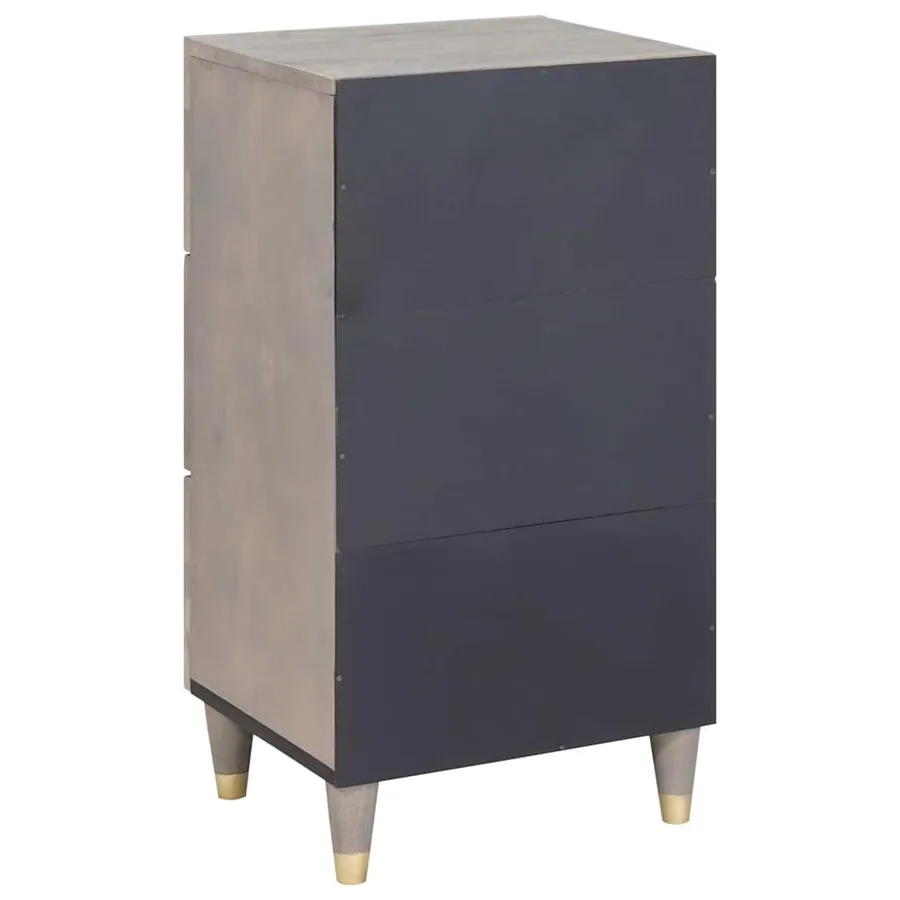 Buffet Gris et or 40 x 33 x 75 cm Bois de mangue massif - 5