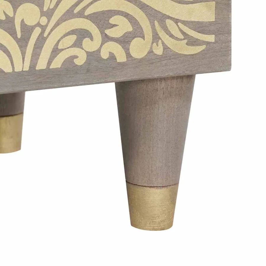 Buffet Gris et or 40 x 33 x 75 cm Bois de mangue massif - 8