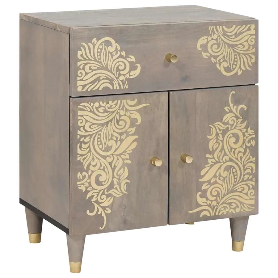 Cabinet de chevet avec porte avec tiroir Gris 50 x 33 x 60 cm