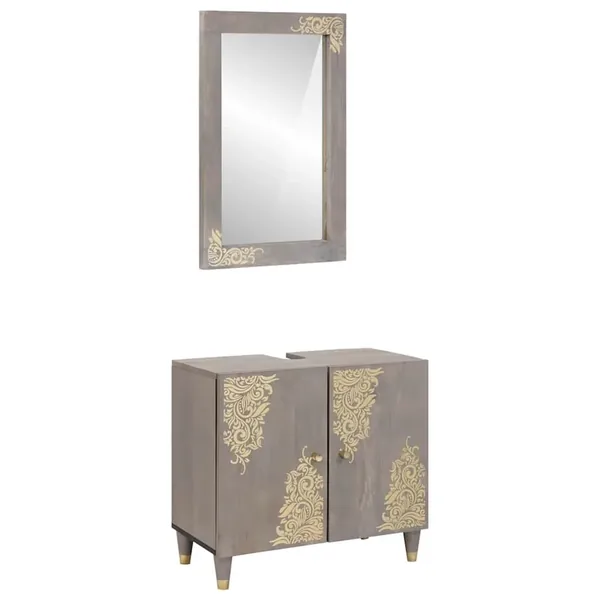 Ensemble de Meubles de Salle de Bain Montage mural 2 pcs Gris