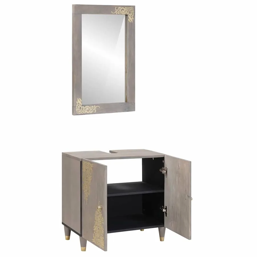 Ensemble de Meubles de Salle de Bain Montage mural 2 pcs Gris - 2