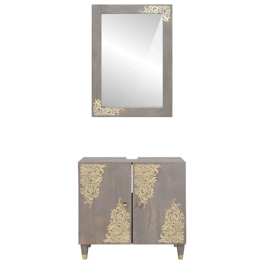 Ensemble de Meubles de Salle de Bain Montage mural 2 pcs Gris - 5