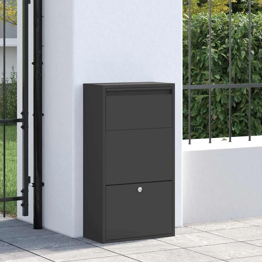 Boîte de dépôt de colis avec porte Noir 44 x 22 x 82 cm Acier - 3