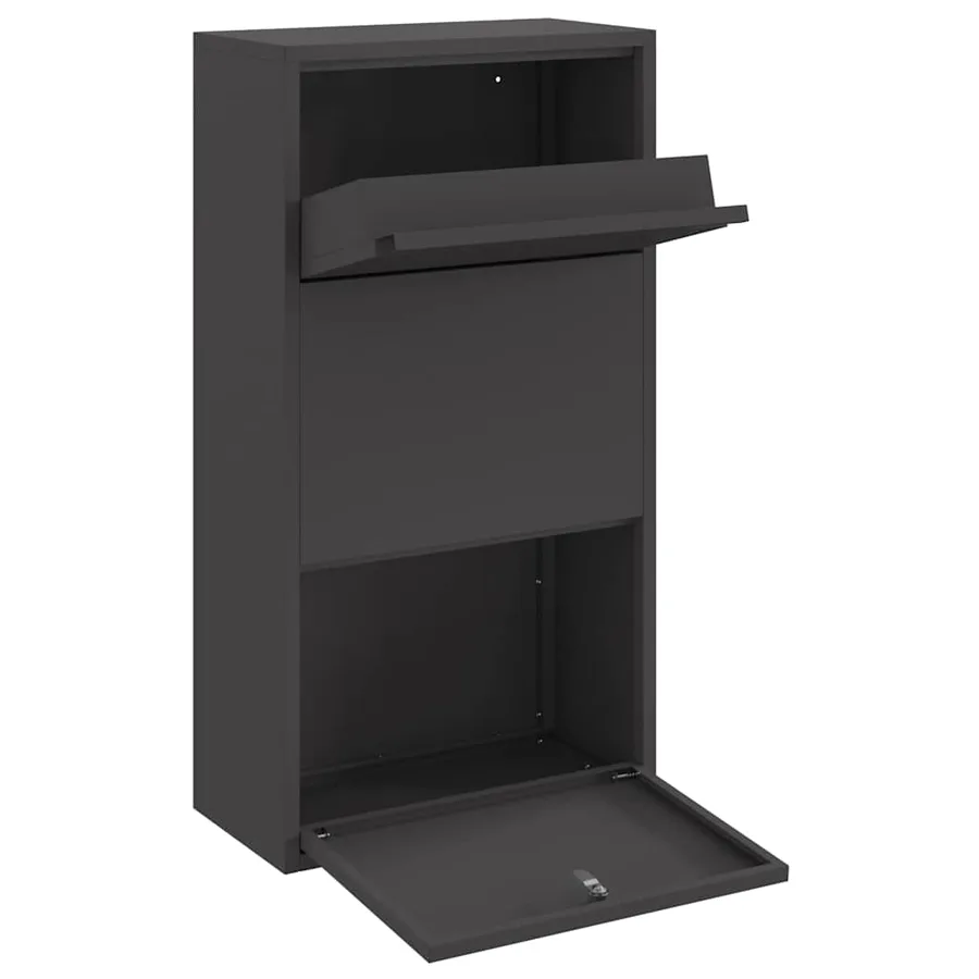 Boîte de dépôt de colis avec porte Noir 44 x 22 x 82 cm Acier - 4