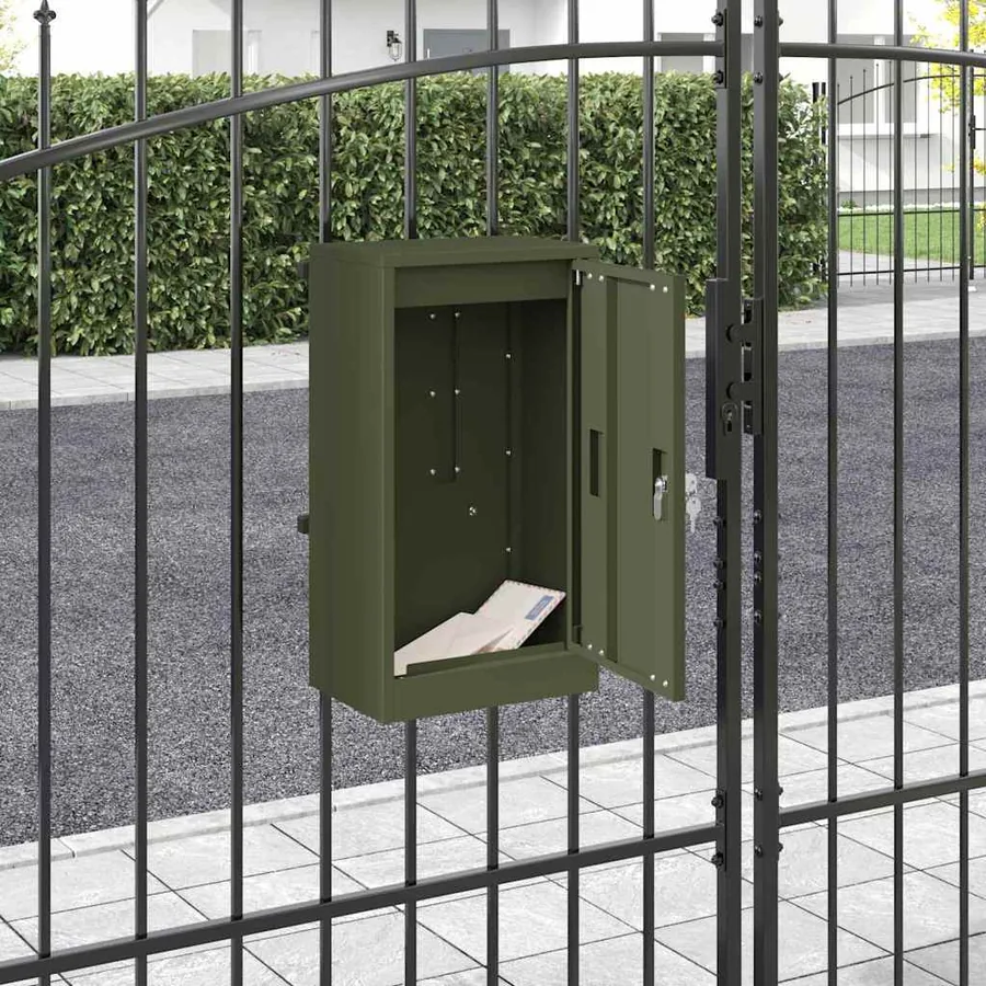 boîte aux lettres avec porte Vert olive 30 x 20 x 55 cm Acier