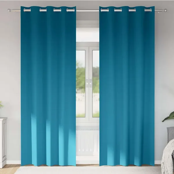 Rideaux occultants avec anneaux 2 pcs Turquoise 245 x 140 cm