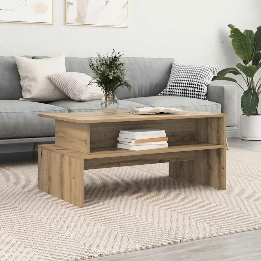 Table basse Chêne artisanal 90 x 55 x 42,5 cm Bois d'ingénierie - 4