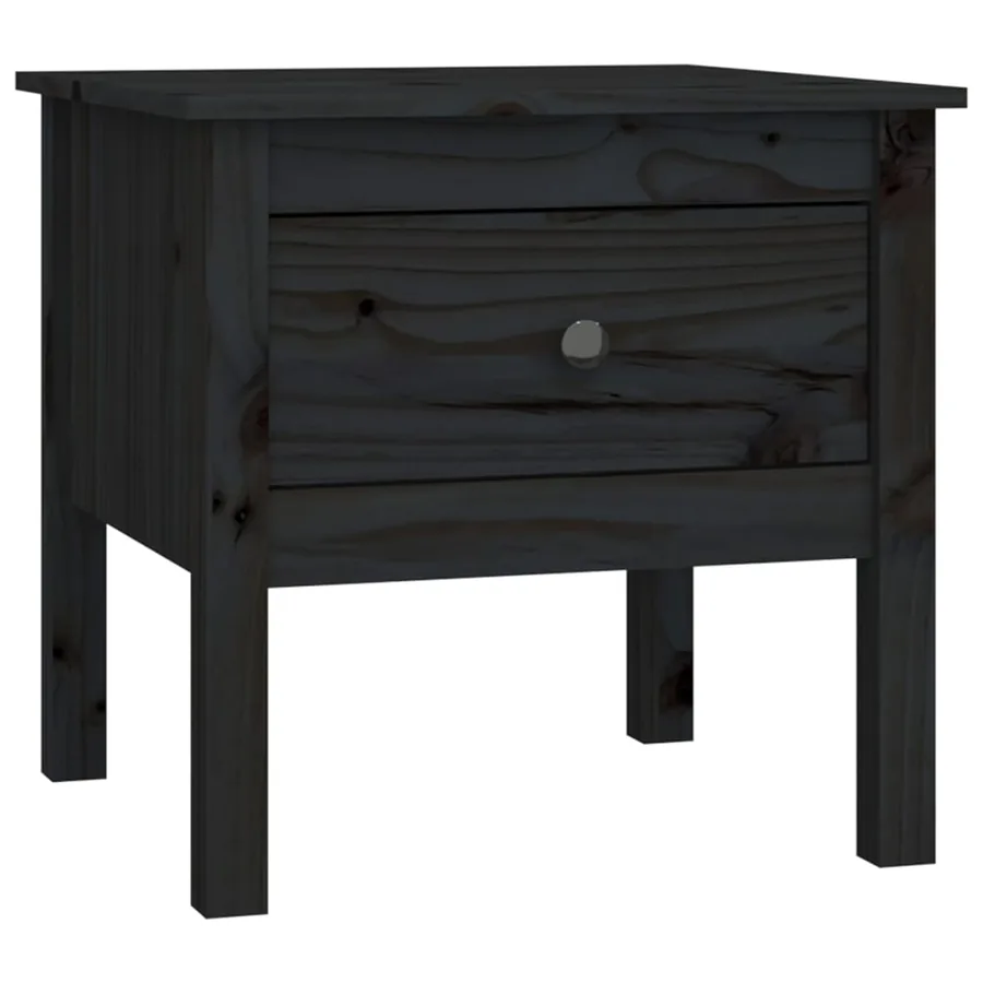 Table d'appoint Noir 50x50x49 cm Bois massif de pin - 2