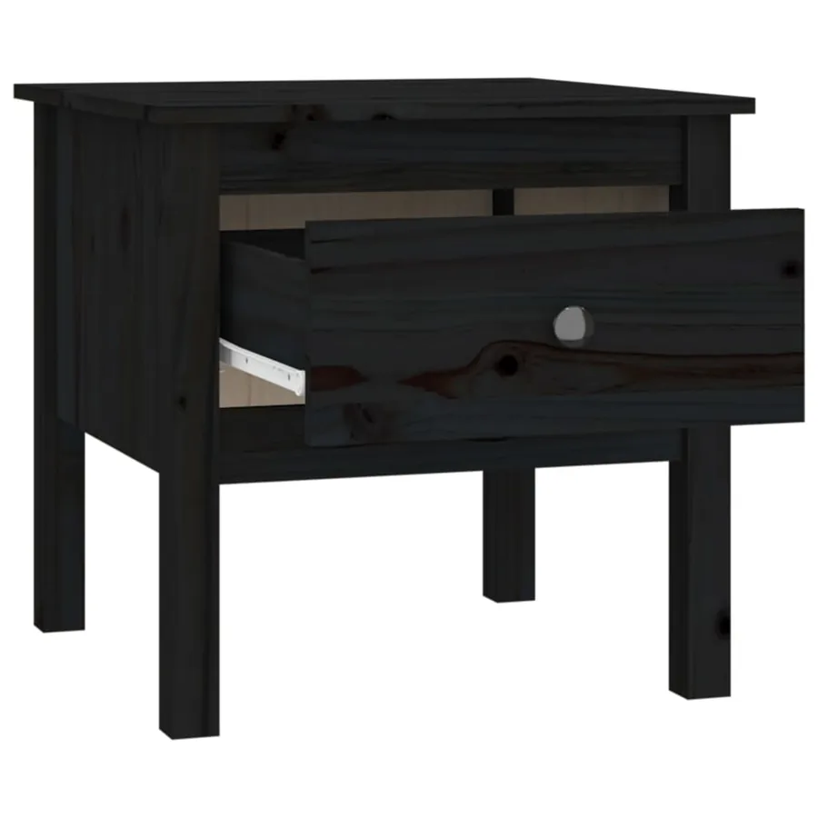Table d'appoint Noir 50x50x49 cm Bois massif de pin - 7