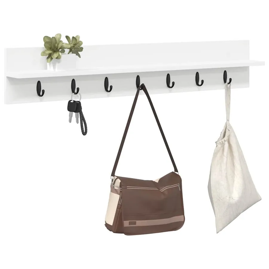 Porte-manteau mural Blanc 100 x 10,5 x 18 cm Bois d'ingénierie - 3