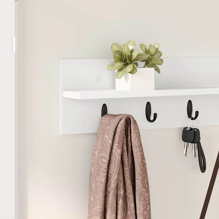 Porte-manteau mural Blanc 100 x 10,5 x 18 cm Bois d'ingénierie - 4