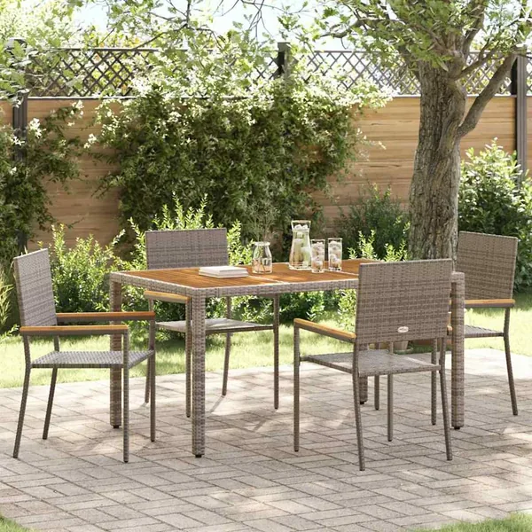Chaises empilables de jardin 4 pcs Gris et marron