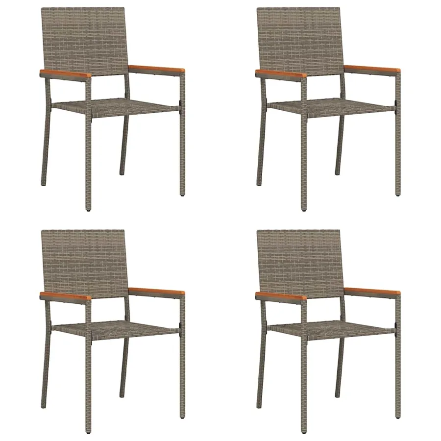 Chaises empilables de jardin 4 pcs Gris et marron - 2