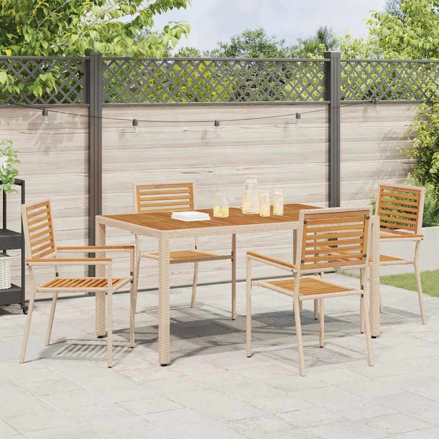Chaises empilables de jardin 4 pcs Marron et beige - 3