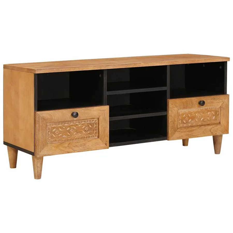 Meuble TV avec tiroir 100 x 33 x 46 cm Bois de mangue massif