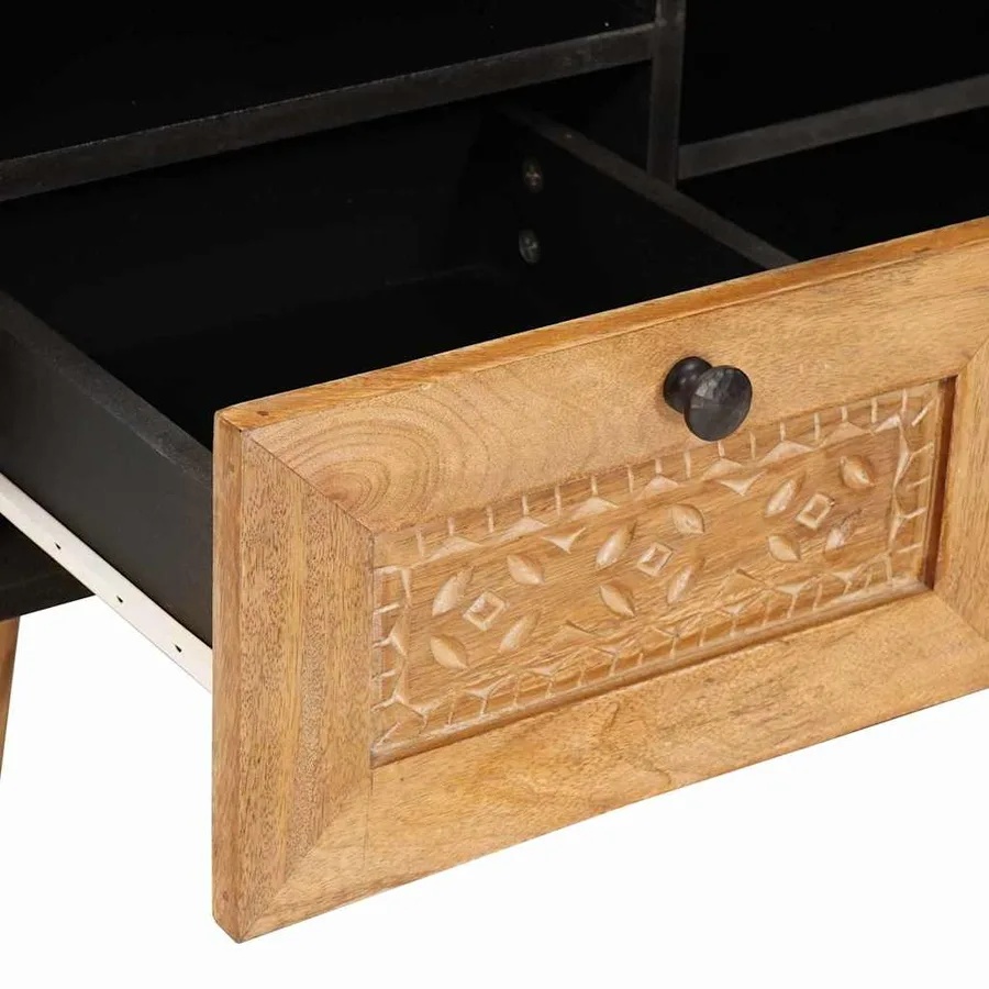 Meuble TV avec tiroir 100 x 33 x 46 cm Bois de mangue massif - 8