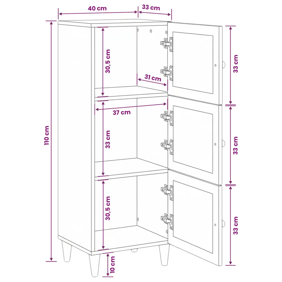 Haut Armoire Marron clair 40 x 33 x 110 cm - 12
