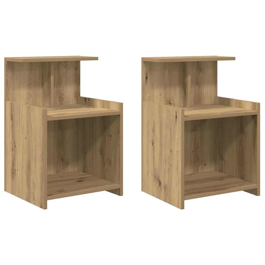 Cabinet de chevet 2 pc Chêne artisanal 40 x 35 x 60 cm - 2