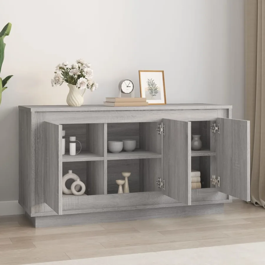 Buffet sonoma gris 102x35x55 cm bois d'ingénierie - 3