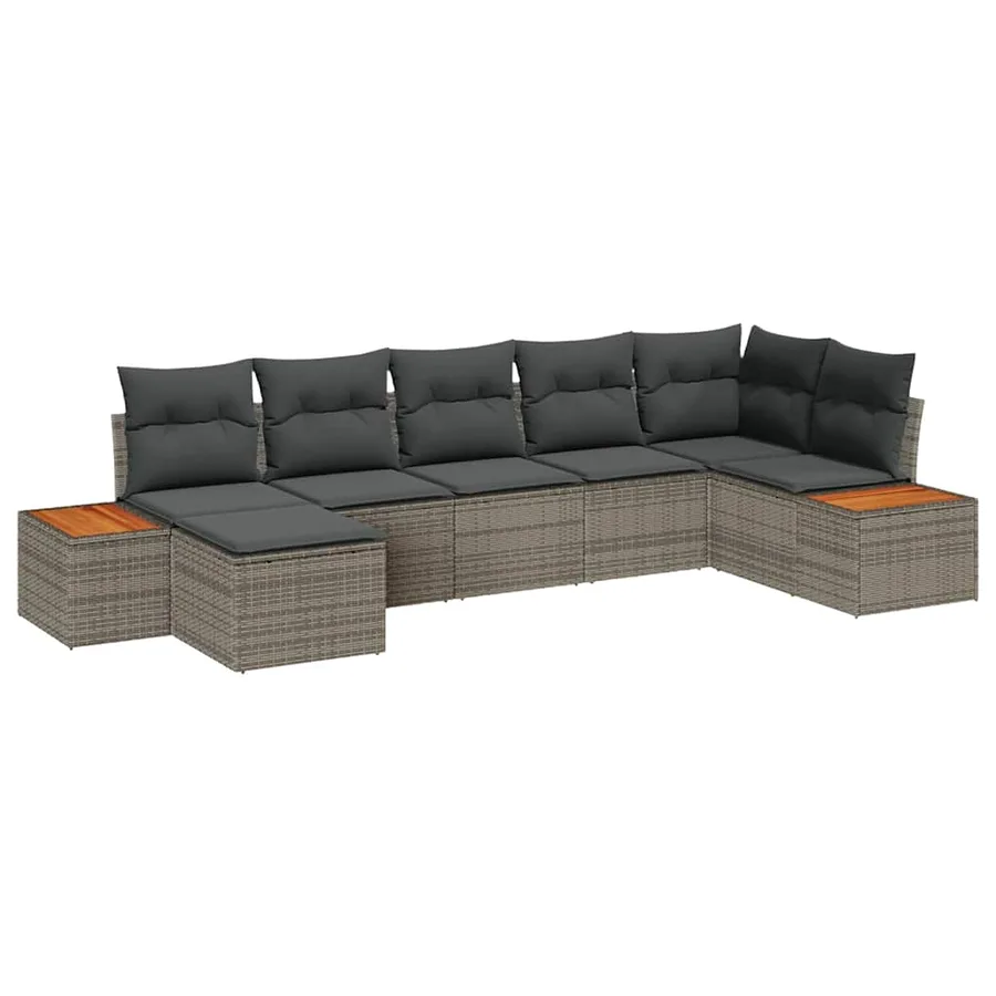 Ensemble de canapé de jardin avec coussin 8 pcs Gris Polyrotin - 2
