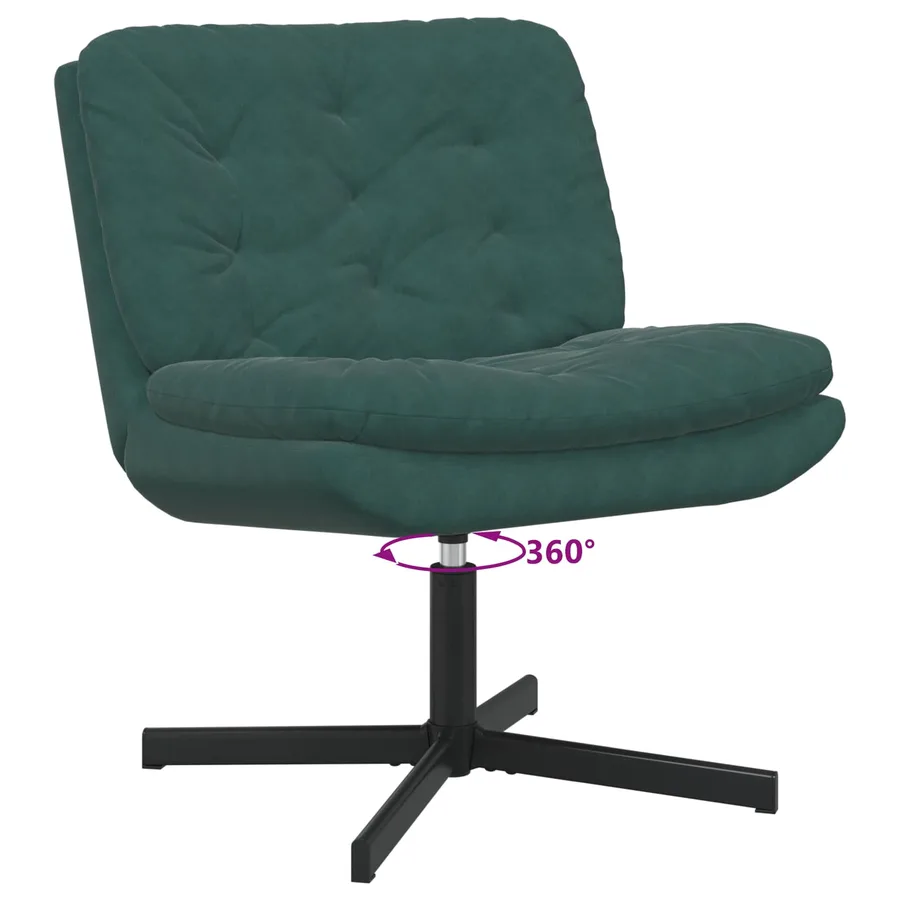 Fauteuil relaxant pivotant Vert foncé 63 x 75 x 76 cm Velours - 5