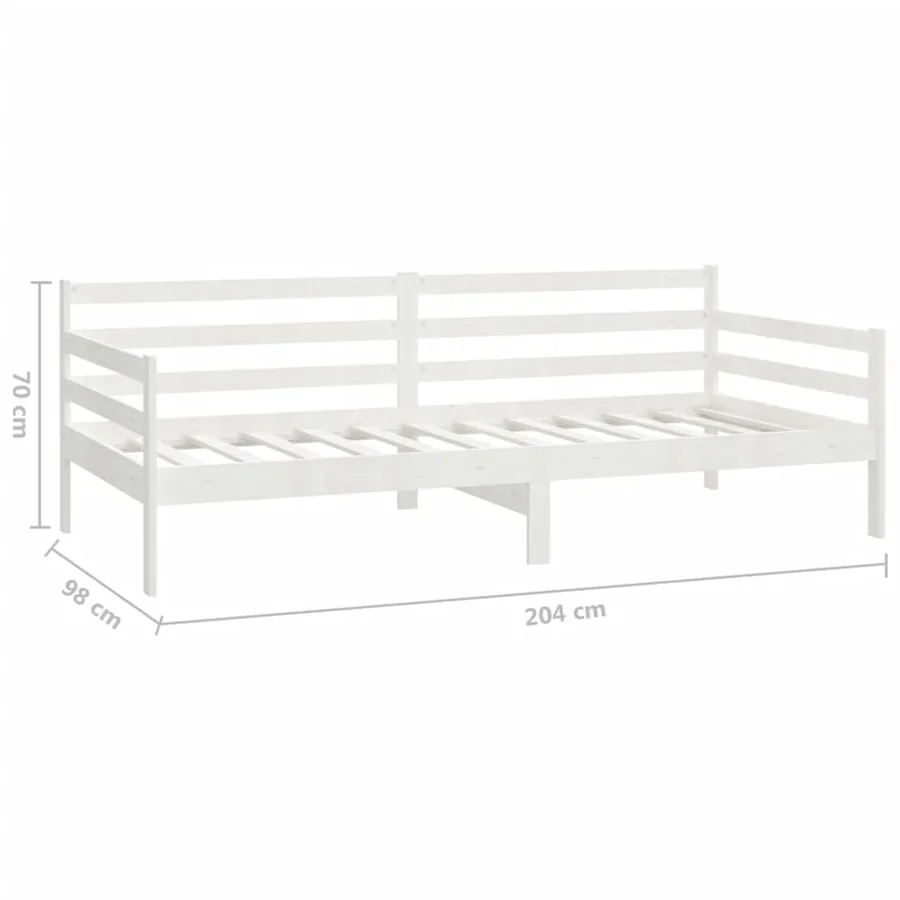 Lit de repos avec matelas 90x200 cm Blanc Bois de pin massif - 10