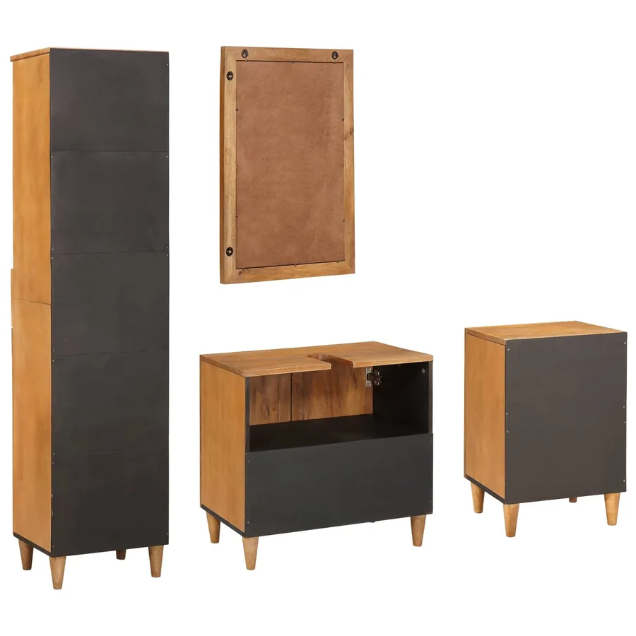Ensemble de mobilier de salle de bain avec tiroir 4 pcs Marron - 8