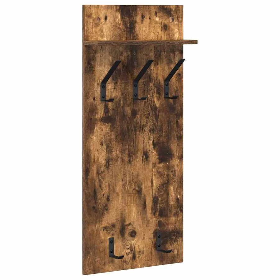 Porte-manteau mural avec étagère Chêne fumé 40 x 10 x 90 cm - 2