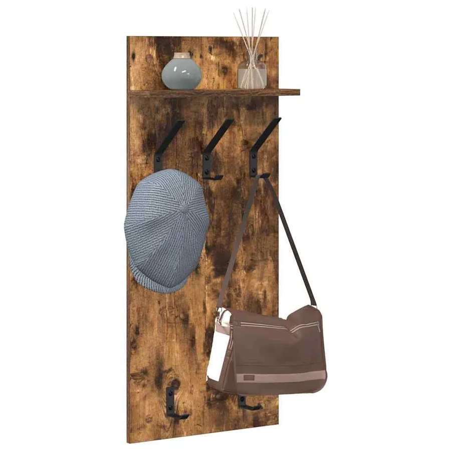 Porte-manteau mural avec étagère Chêne fumé 40 x 10 x 90 cm - 3