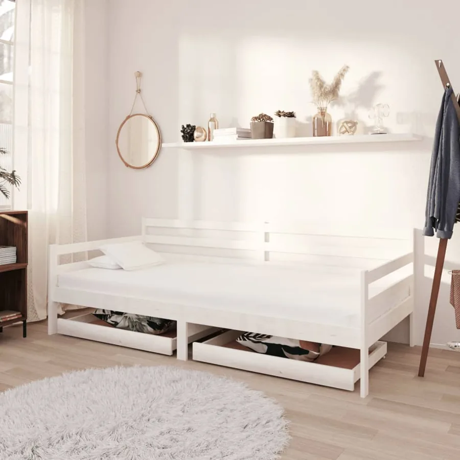 Lit de jour sans matelas avec tiroirs 90x200 cm blanc