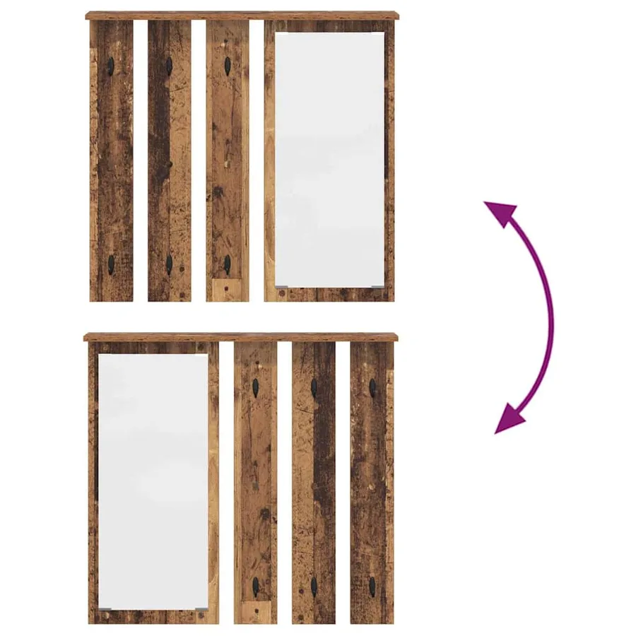 Porte-manteau mural avec étagère Bois ancien 84 x 10 x 80 cm - 10