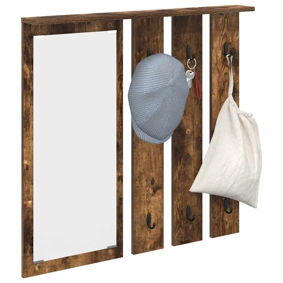 Porte-manteau mural avec étagère Chêne fumé 84 x 10 x 80 cm - 3