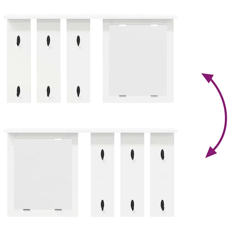 Porte-manteau mural Blanc 85 x 10 x 45 cm Bois d'ingénierie - 10