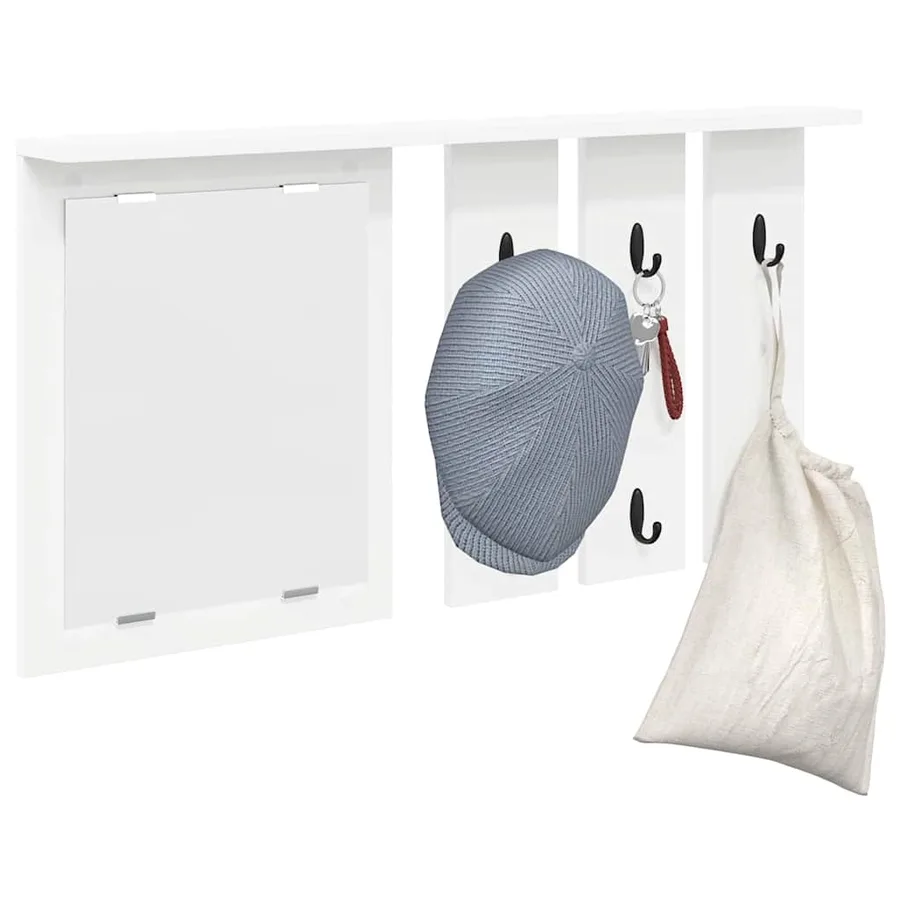 Porte-manteau mural Blanc 85 x 10 x 45 cm Bois d'ingénierie - 3