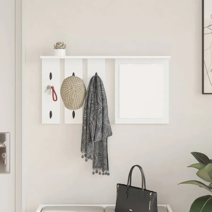 Porte-manteau mural Blanc 85 x 10 x 45 cm Bois d'ingénierie - 4