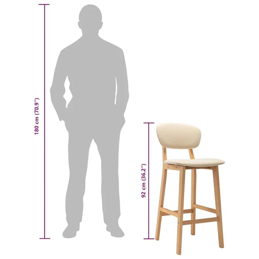 Tabourets de bar lot de 2 crème tissu - 9