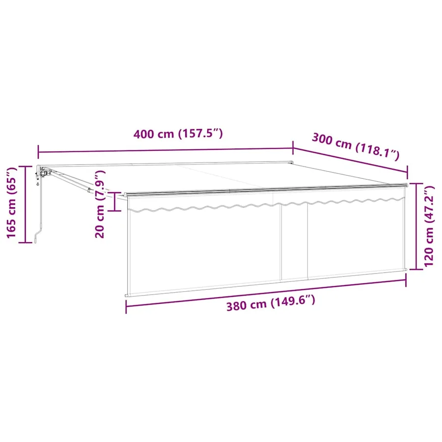 Auvent Rétractable Crème 400 × 300 cm Polyester et Aluminium - 14