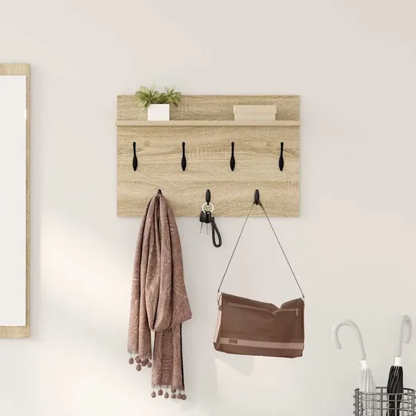 Porte-manteau mural avec étagère Chêne Sonoma 60 x 40 x 12 cm