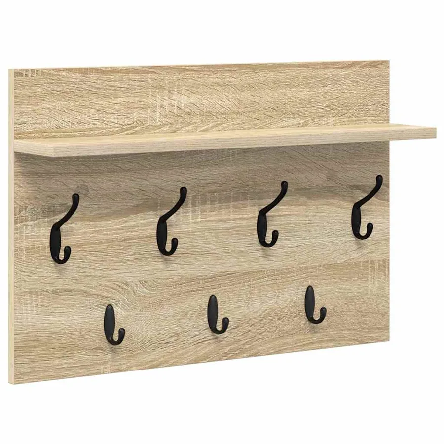 Porte-manteau mural avec étagère Chêne Sonoma 60 x 40 x 12 cm - 2
