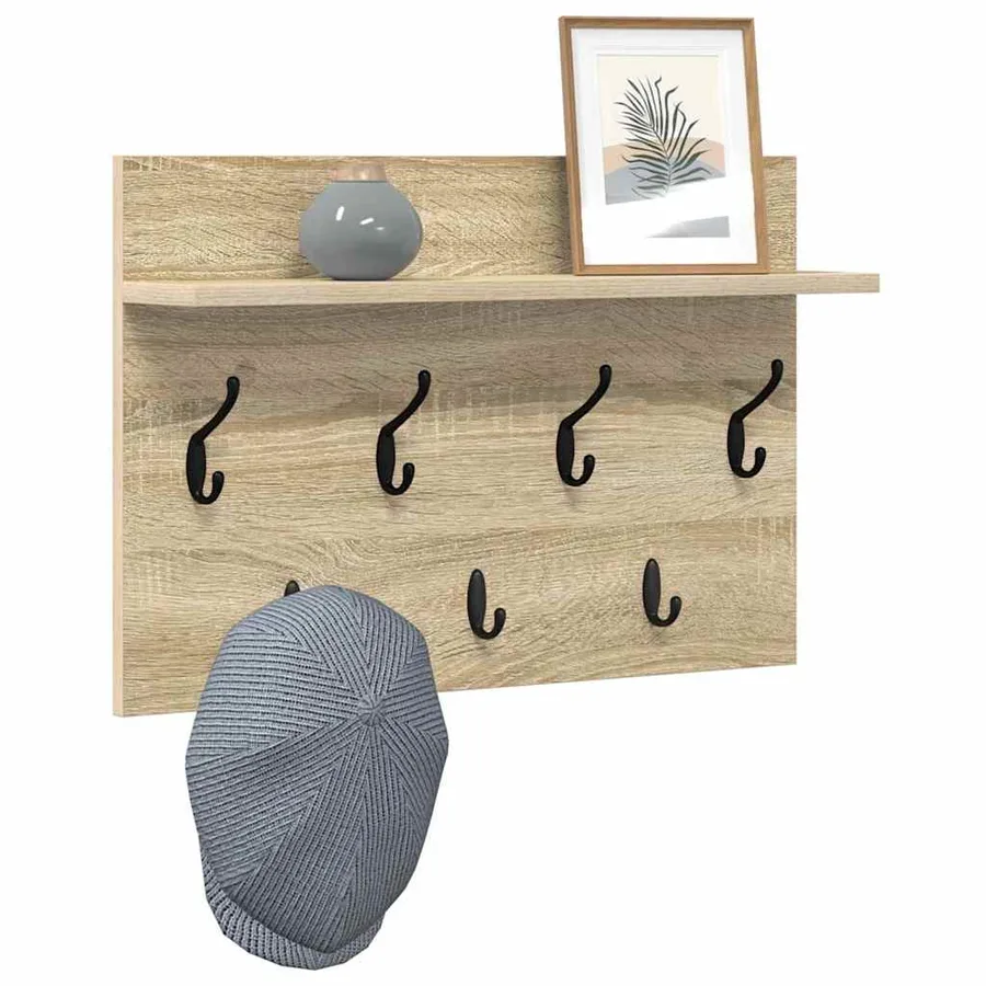 Porte-manteau mural avec étagère Chêne Sonoma 60 x 40 x 12 cm - 3