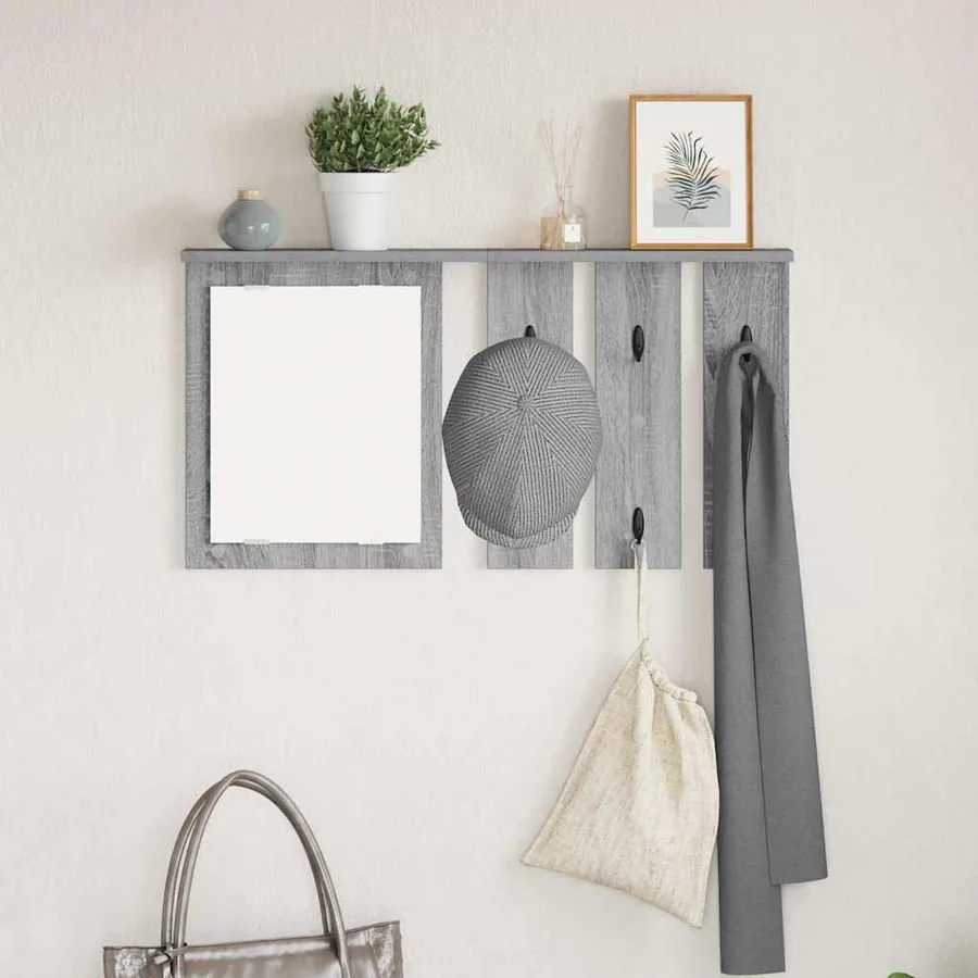 Porte-manteau mural avec étagère Sonoma gris 85 x 10 x 45 cm